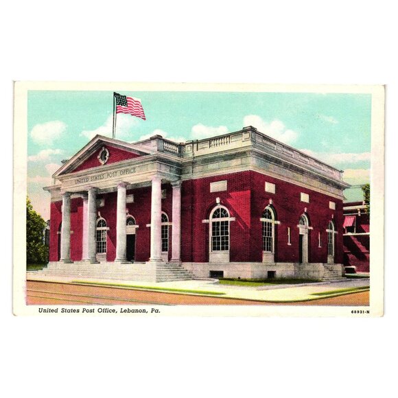 Vintage 1930s United States Post Office Lebanon PA Postcard Building Postal USPS - Picture 1 of 2
